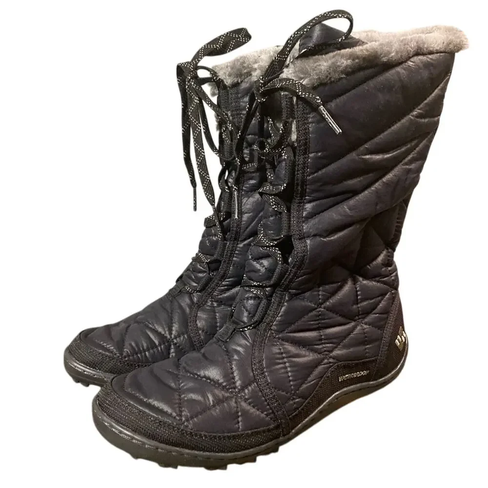 Columbia 200 Grams boots women's  size 7 Black quilted‎ faux fur omni grip